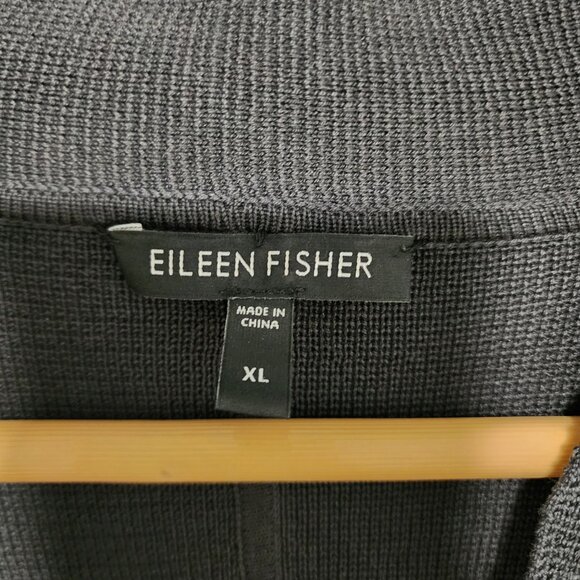Eileen Fisher Short Sleeve Cardigan Size XL Gray Silk Blend Minimalist - Picture 6 of 8